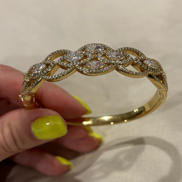 NADRI Hinge Bracelet - Gold with CZ detailing - Picture 3 of 8
